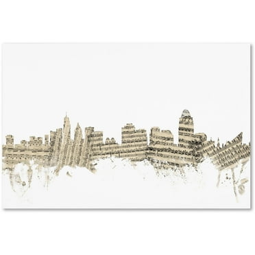 Trademark Fine Art "Cincinnati Ohio Skyline Sheet Music II" Canvas Art by Michael Tompsett