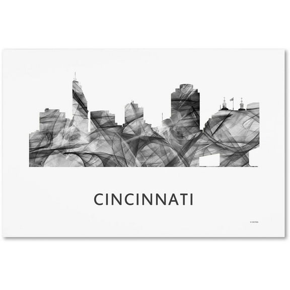 Trademark Fine Art 'Cincinnati Ohio Skyline WB-BW' Canvas Art by Marlene Watson