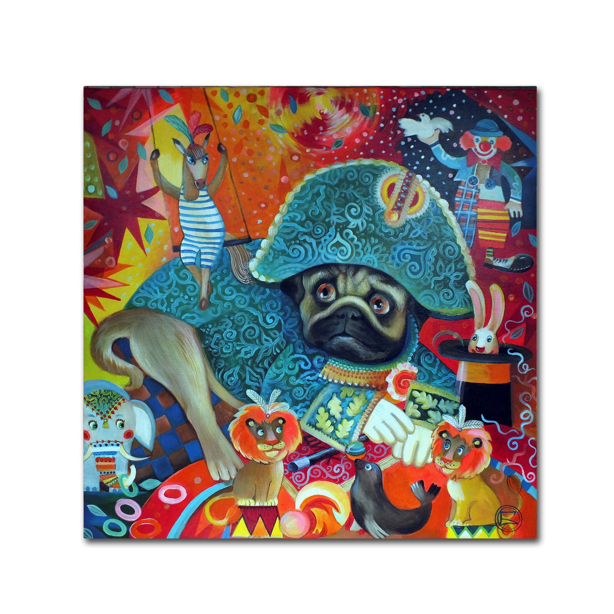 Trademark Fine Art 'Circus Pug' Canvas Art by Oxana Ziaka