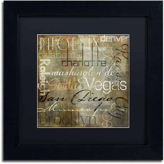 Trademark Fine Art "Cities of the World II" Canvas Art by Color Bakery Black Matte, Black Frame