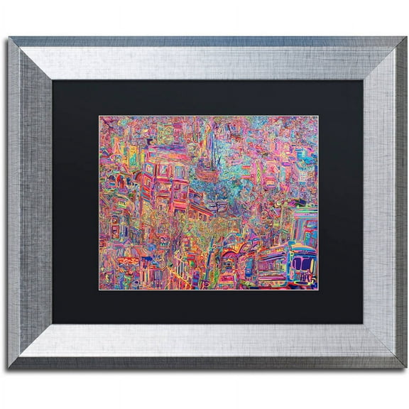Trademark Fine Art "City" Canvas Art by Josh Byer, Black Matte, Silver Frame