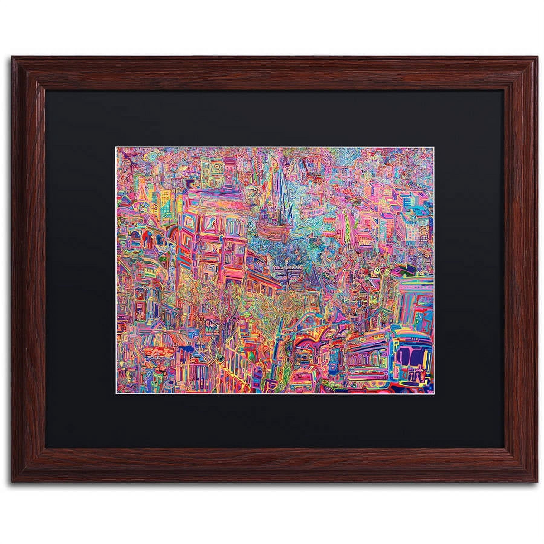 Trademark Fine Art "City" Canvas Art by Josh Byer, Black Matte, Wood Frame