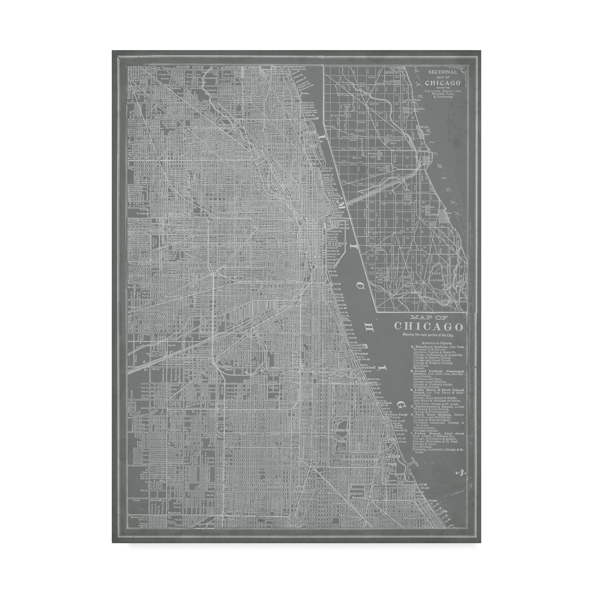 Trademark Fine Art 'City Map of Chicago' Canvas Art by Vision Studio ...