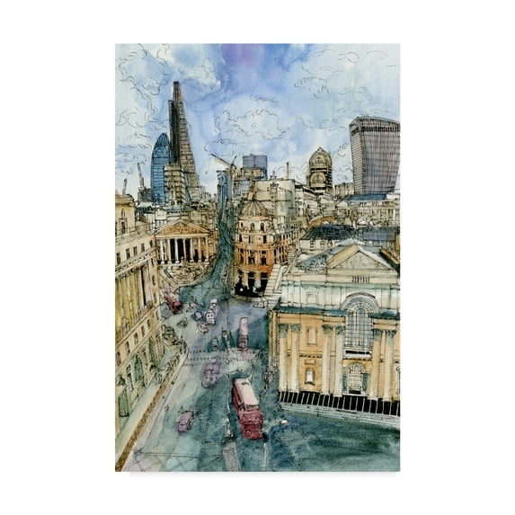 Trademark Fine Art 'City Scene III' Canvas Art by Melissa Wang