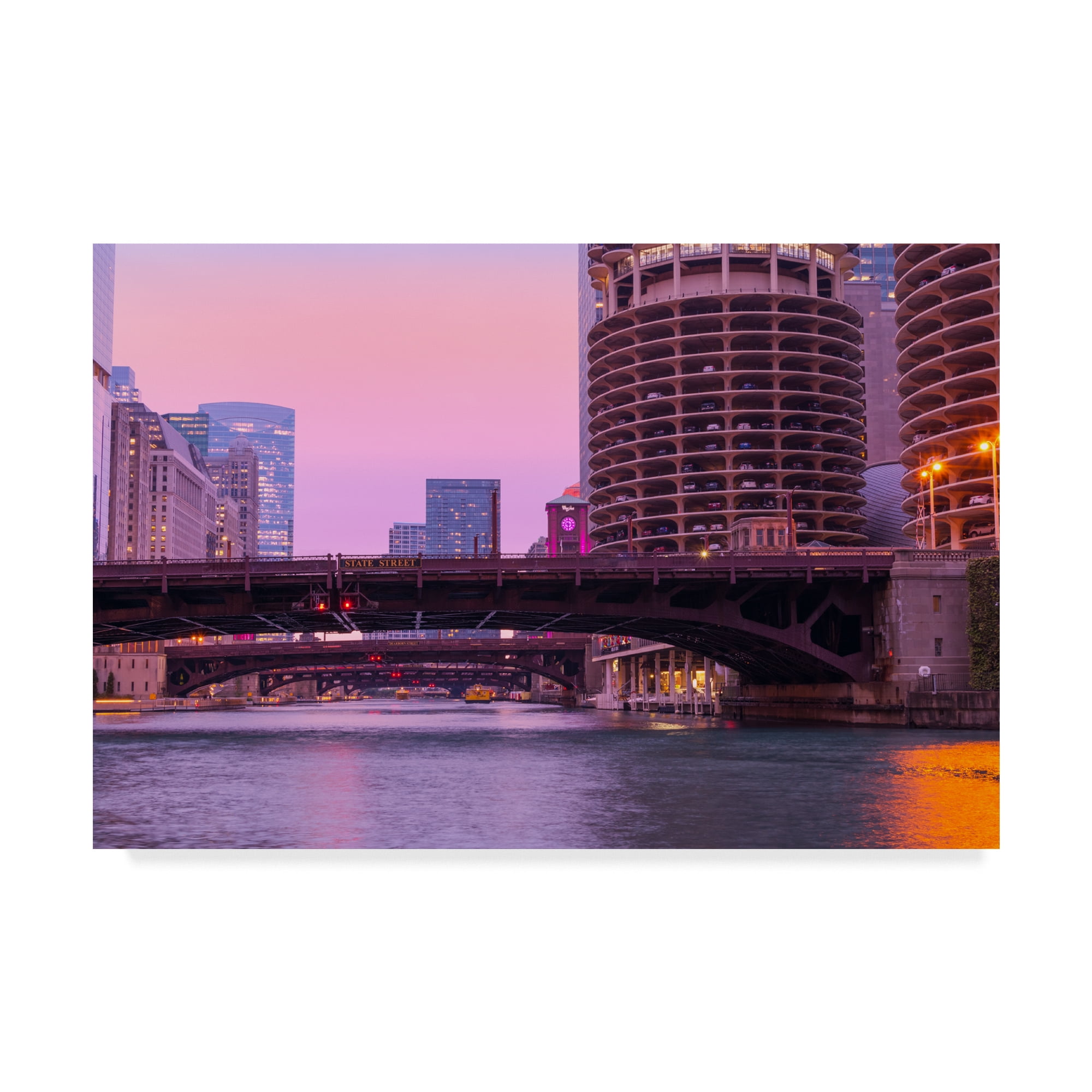 Trademark Fine Art Cityscape Canvas Art ' Chicago Bridges ' by NjR Photos