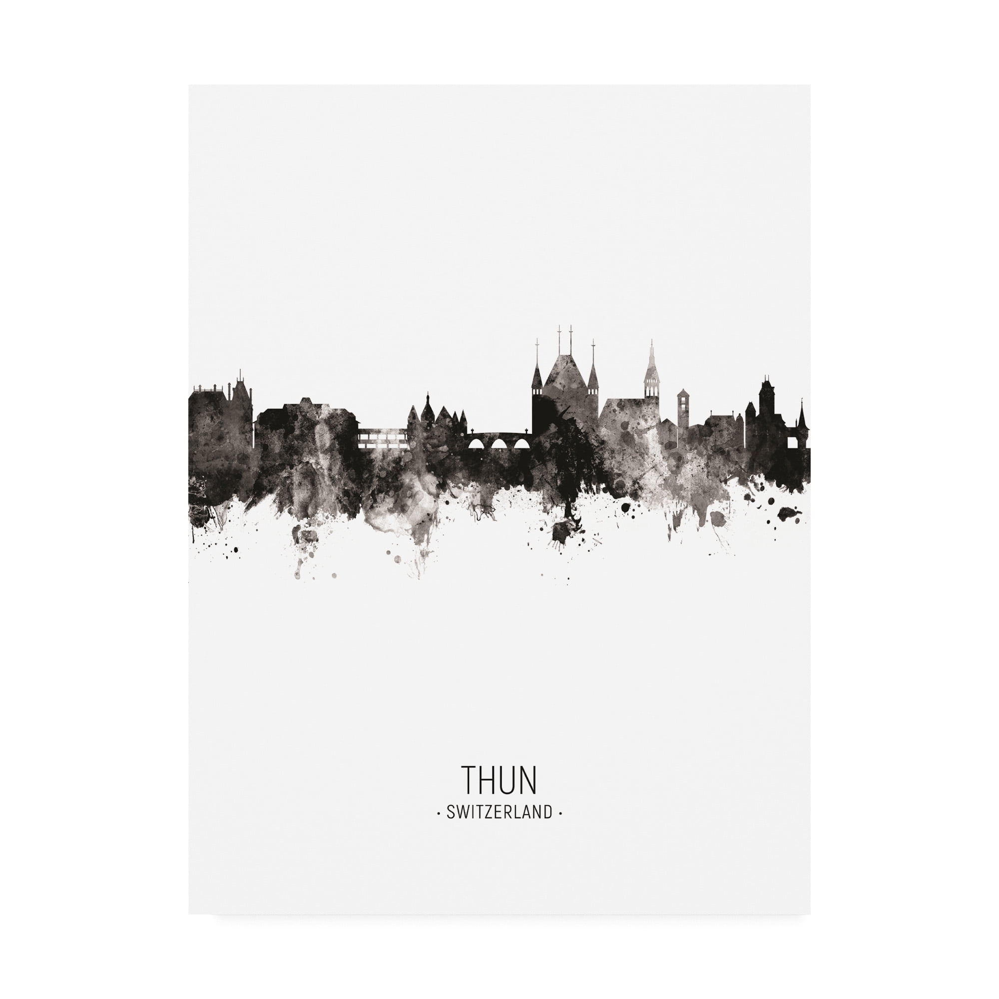 Trademark Fine Art Cityscape Canvas Art ' Thun Switzerland Skyline Portrait II ' by Michael Tompsett