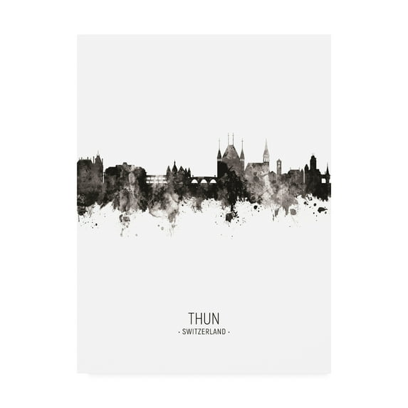 Trademark Fine Art Cityscape Canvas Art ' Thun Switzerland Skyline Portrait II ' by Michael Tompsett