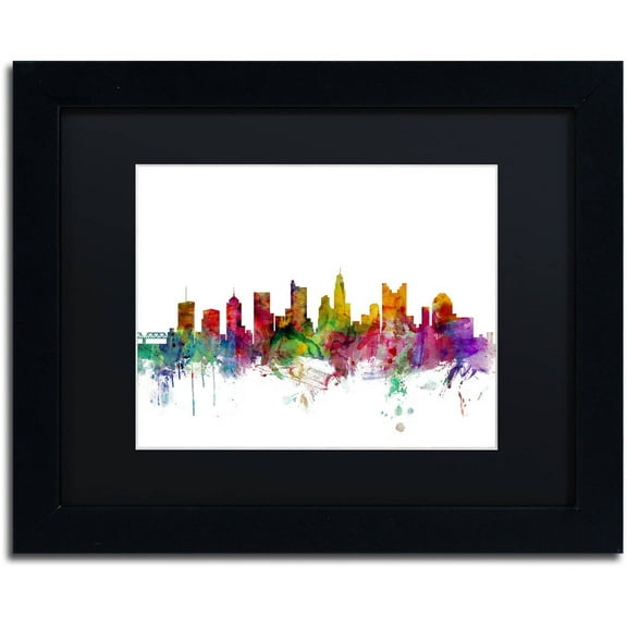 Trademark Fine Art Cityscapes Matted Framed Art ' Columb Ohio Skyline ' by Michael Tompsett