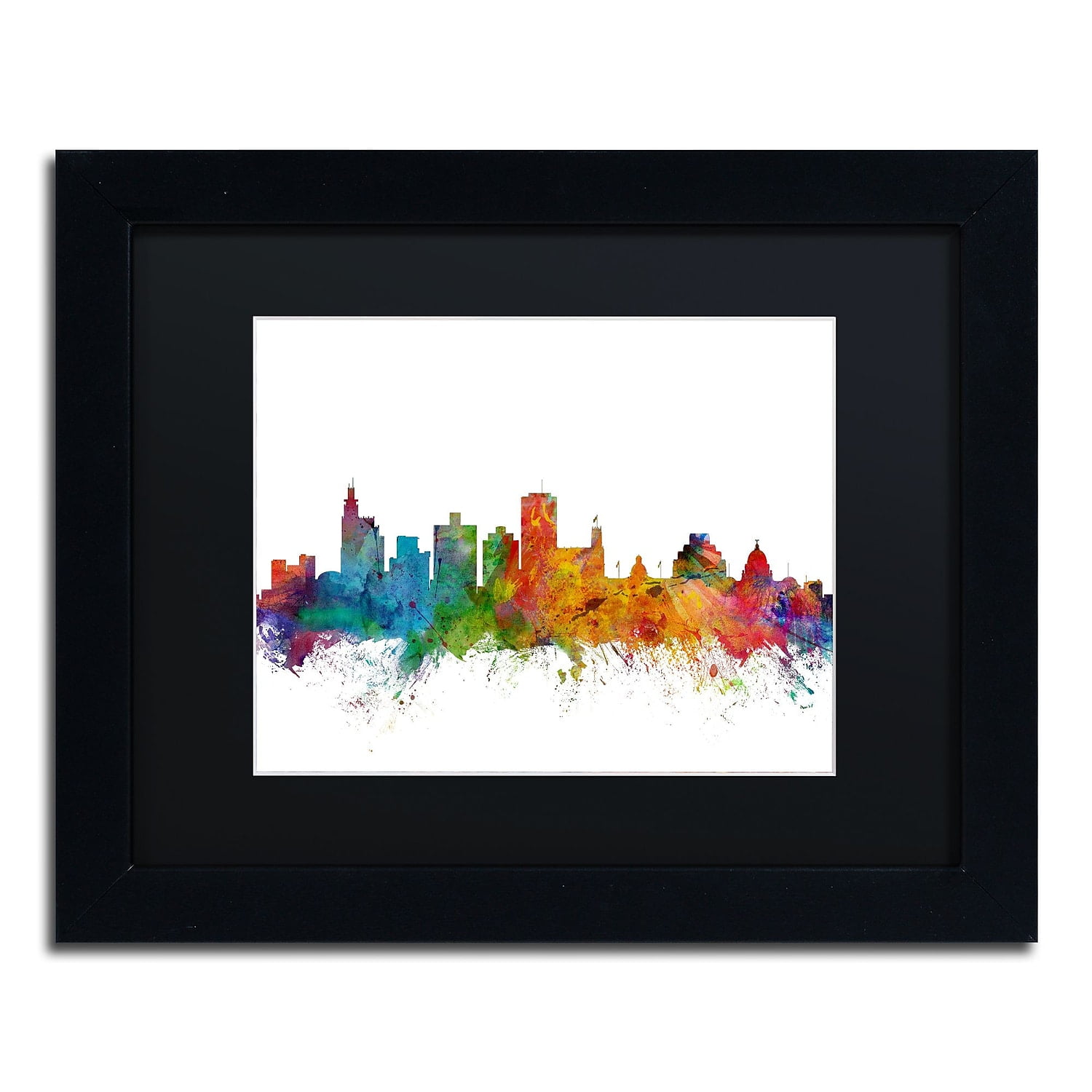 Trademark Fine Art Cityscapes Matted Framed Art ' Jackson Mississippi Skyline ' by Michael Tompsett