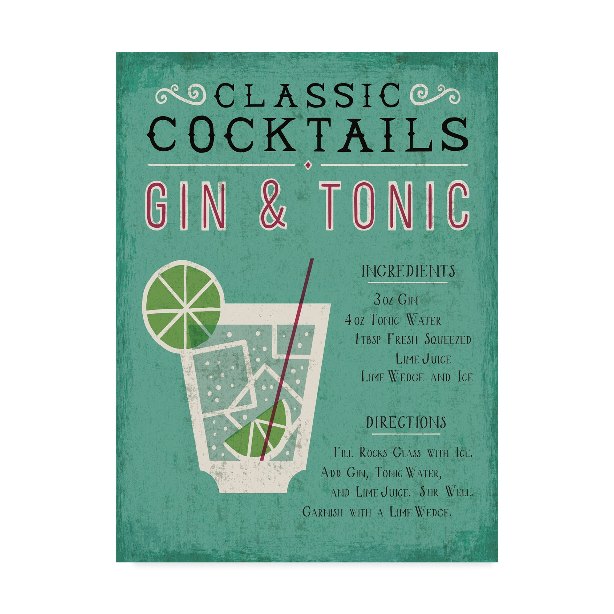 Trademark Fine Art 'Classic Cocktail Gin and Tonic' Canvas Art by Michael Mullan