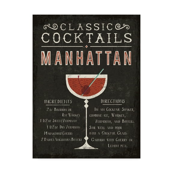 Trademark Fine Art 'Classic Cocktail Manhattan' Canvas Art by Michael Mullan