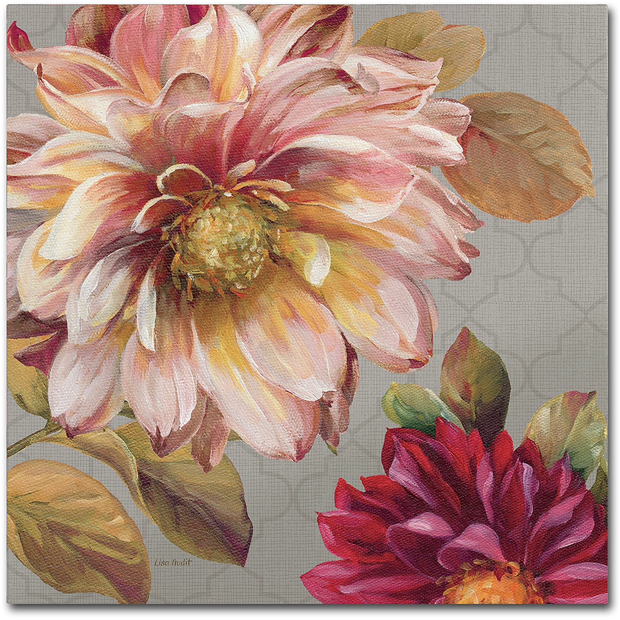 Large Floral Canvas Art with Pink and Red Flowers