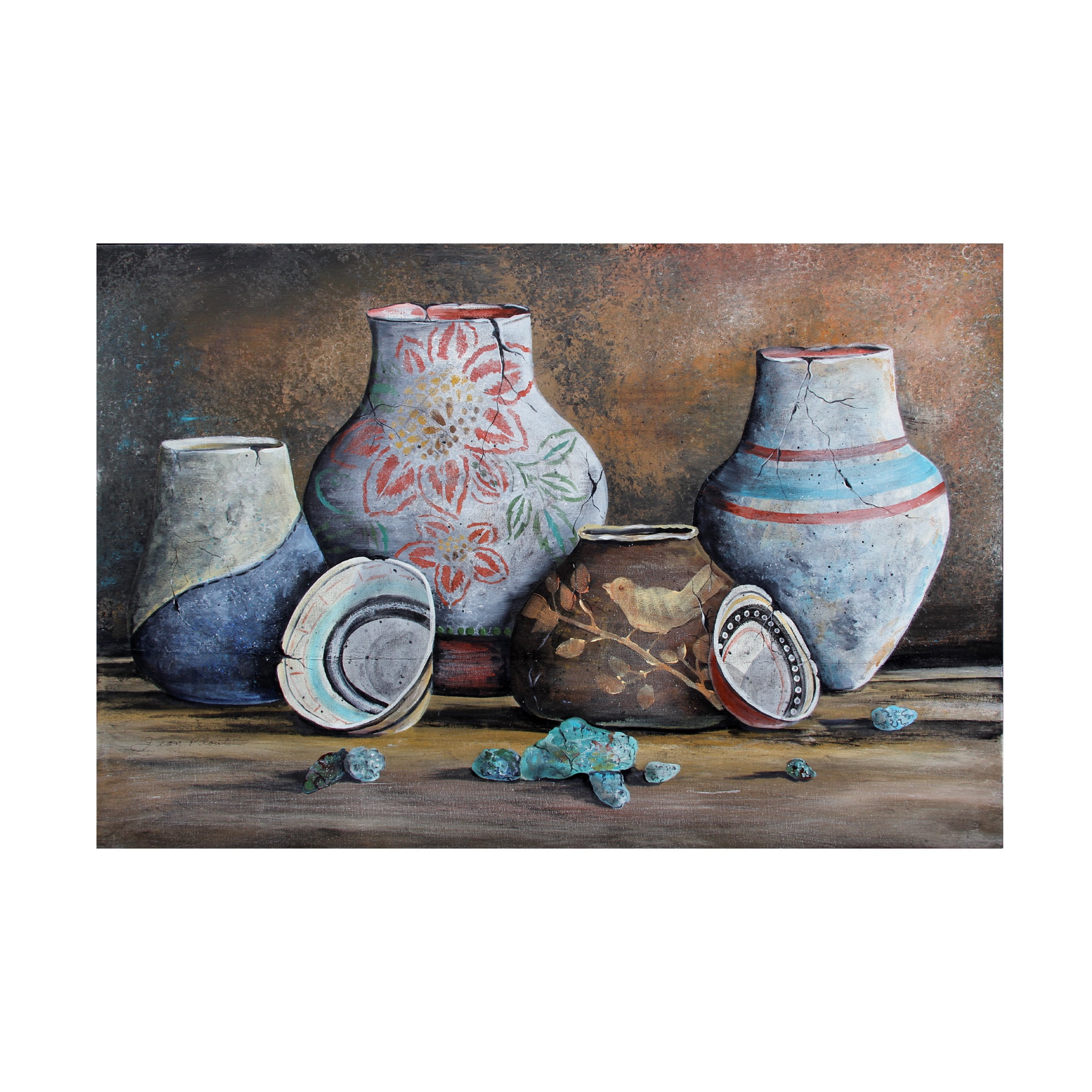 Trademark Fine Art Jean Plout Clay Pottery Still Life 3 Canvas Wall Art - 12x19
