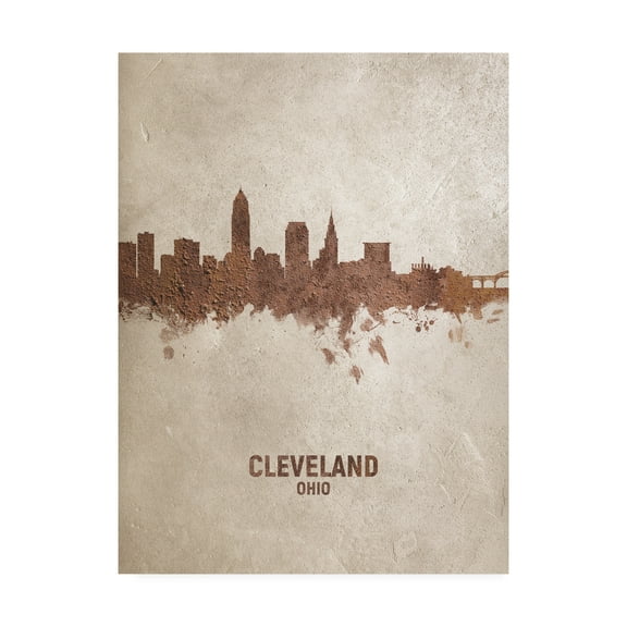 Trademark Fine Art 'Cleveland Ohio Rust Skyline' Canvas Art by Michael Tompsett