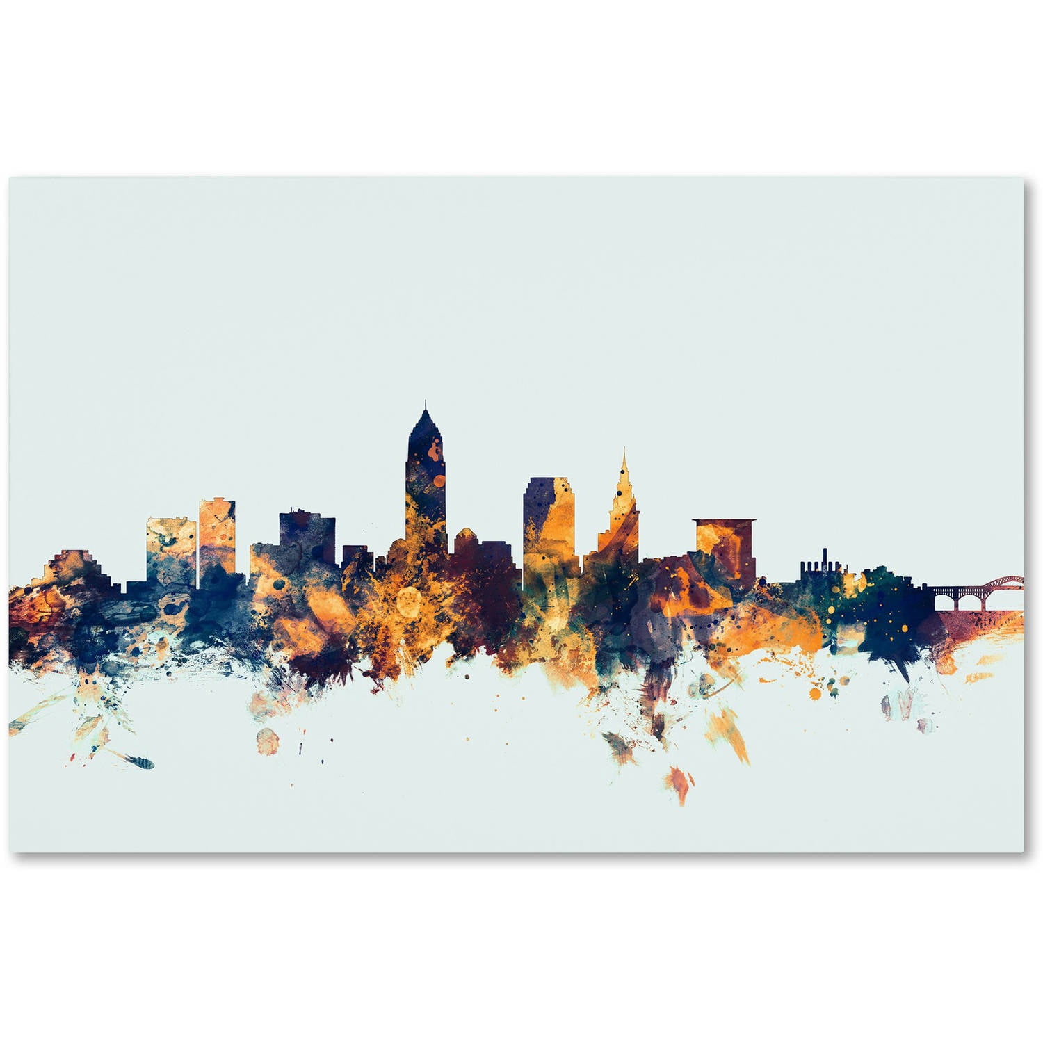 Cleveland Ohio Skyline Blue Abstract Canvas Print