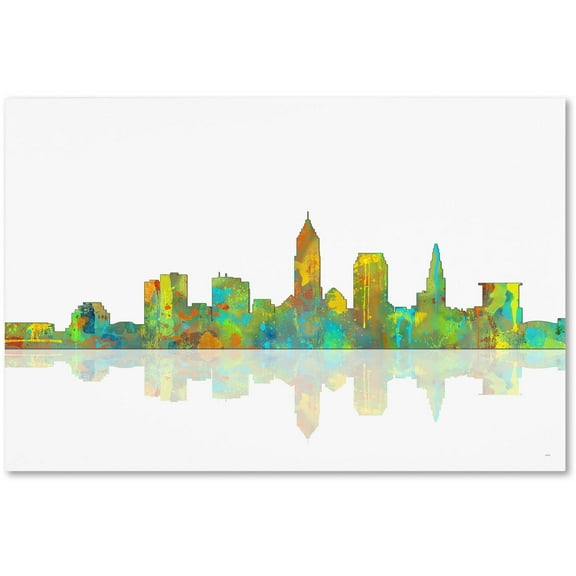 Trademark Fine Art "Cleveland Ohio Skyline" Canvas Art by Marlene Watson