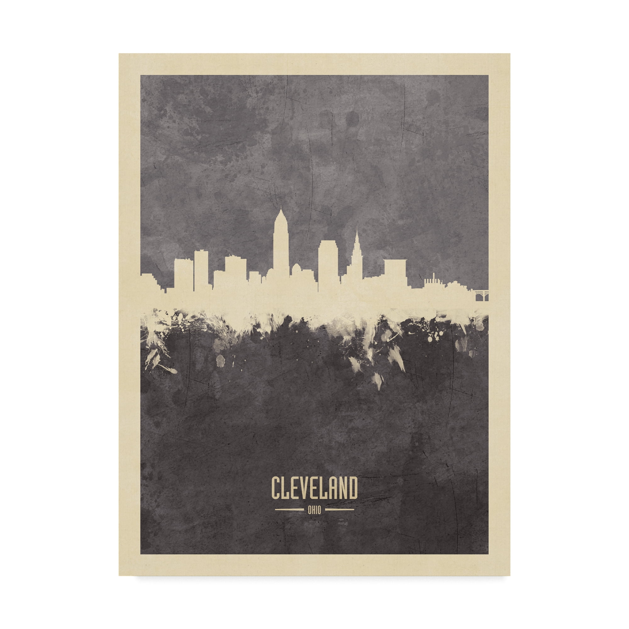 Trademark Fine Art 'Cleveland Ohio Skyline Gray' Canvas Art by Michael Tompsett