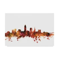 Trademark Fine Art 'Cleveland Ohio Skyline Red' Canvas Art by Michael Tompsett