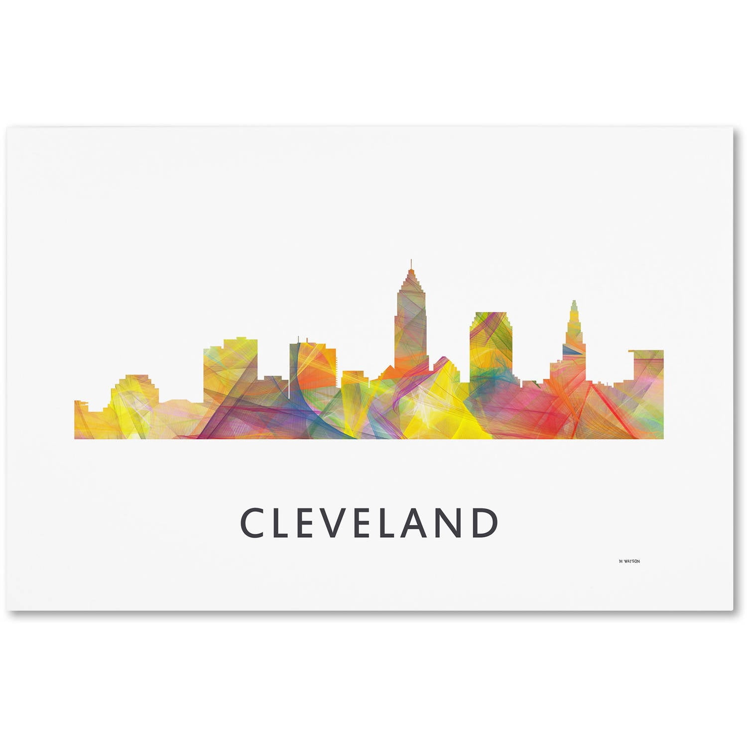 Trademark Fine Art 'Cleveland Ohio Skyline WB-1' Canvas Art by Marlene Watson