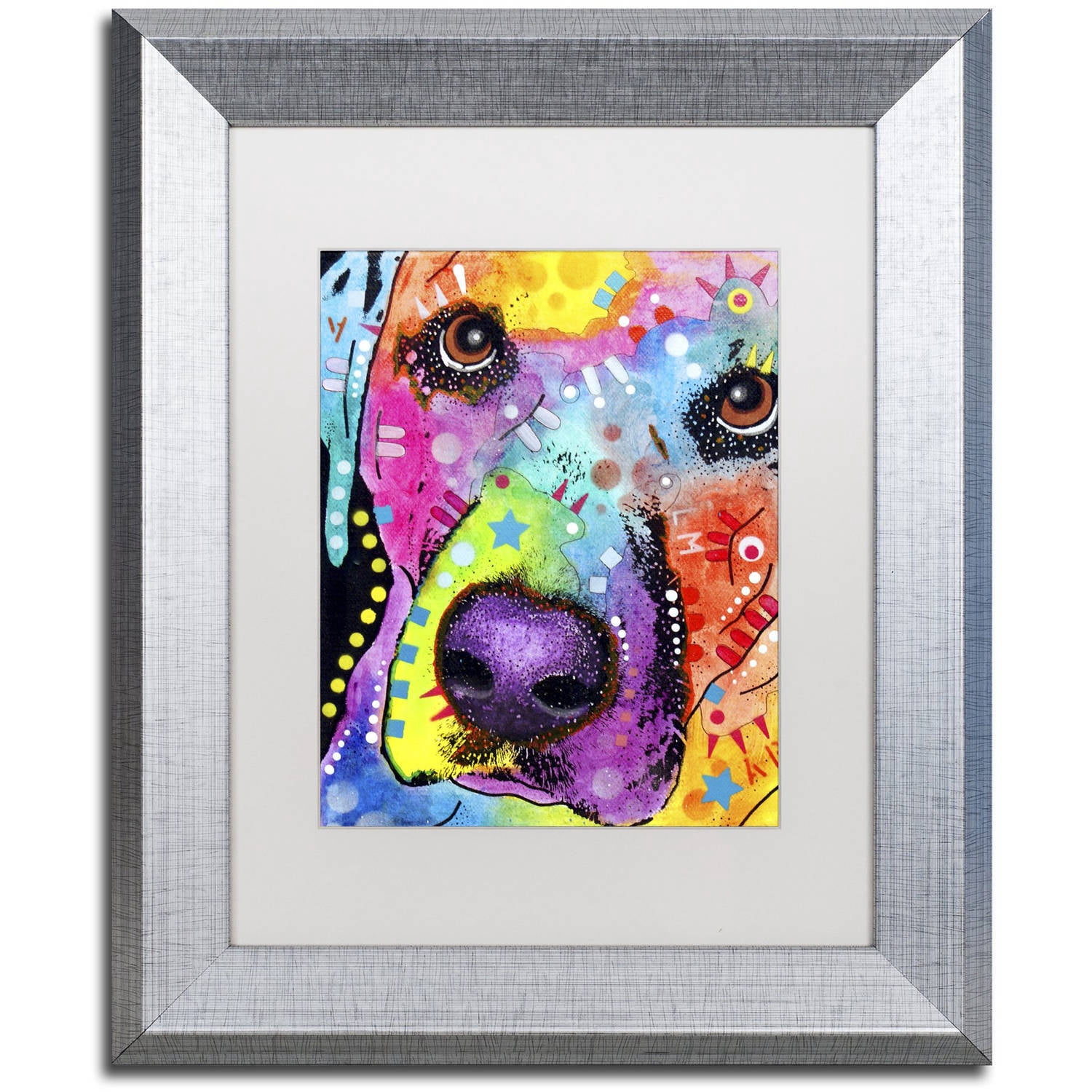Trademark Fine Art "Closeup Labrador" Canvas Art by Dean Russo, White Matte, Silver Frame