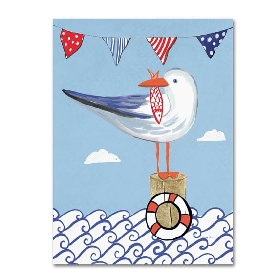 Trademark Fine Art 'Coastal Bird II on Blue' Canvas Art by Farida Zaman