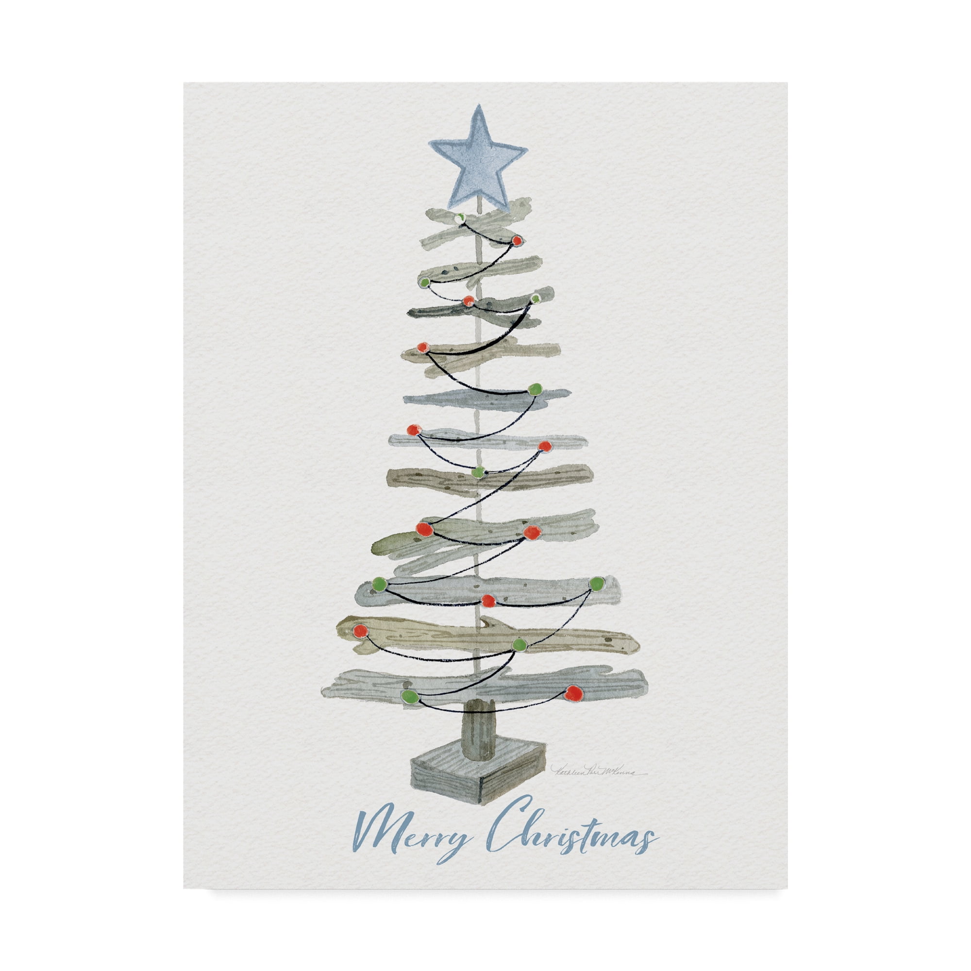 Trademark Fine Art 'Coastal Holiday Tree III Red Merry Christmas' Canvas Art by Kathleen Parr McKenna