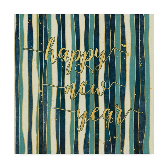 Trademark Fine Art 'Coastal Lace Happy New Year Stripes' Canvas Art by Jess Aiken