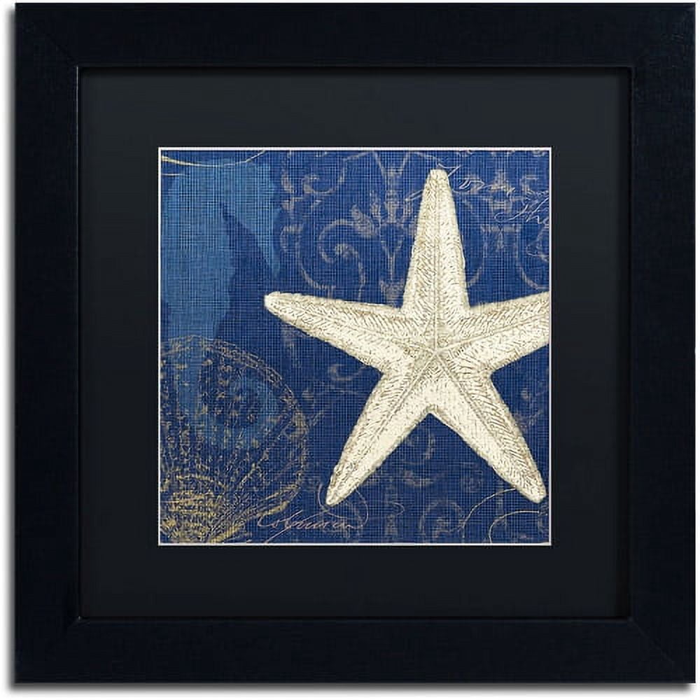 Trademark Fine Art "Coastal Moonlight I Teal" Canvas Art by Pela Studio, Black Mat, Black Frame