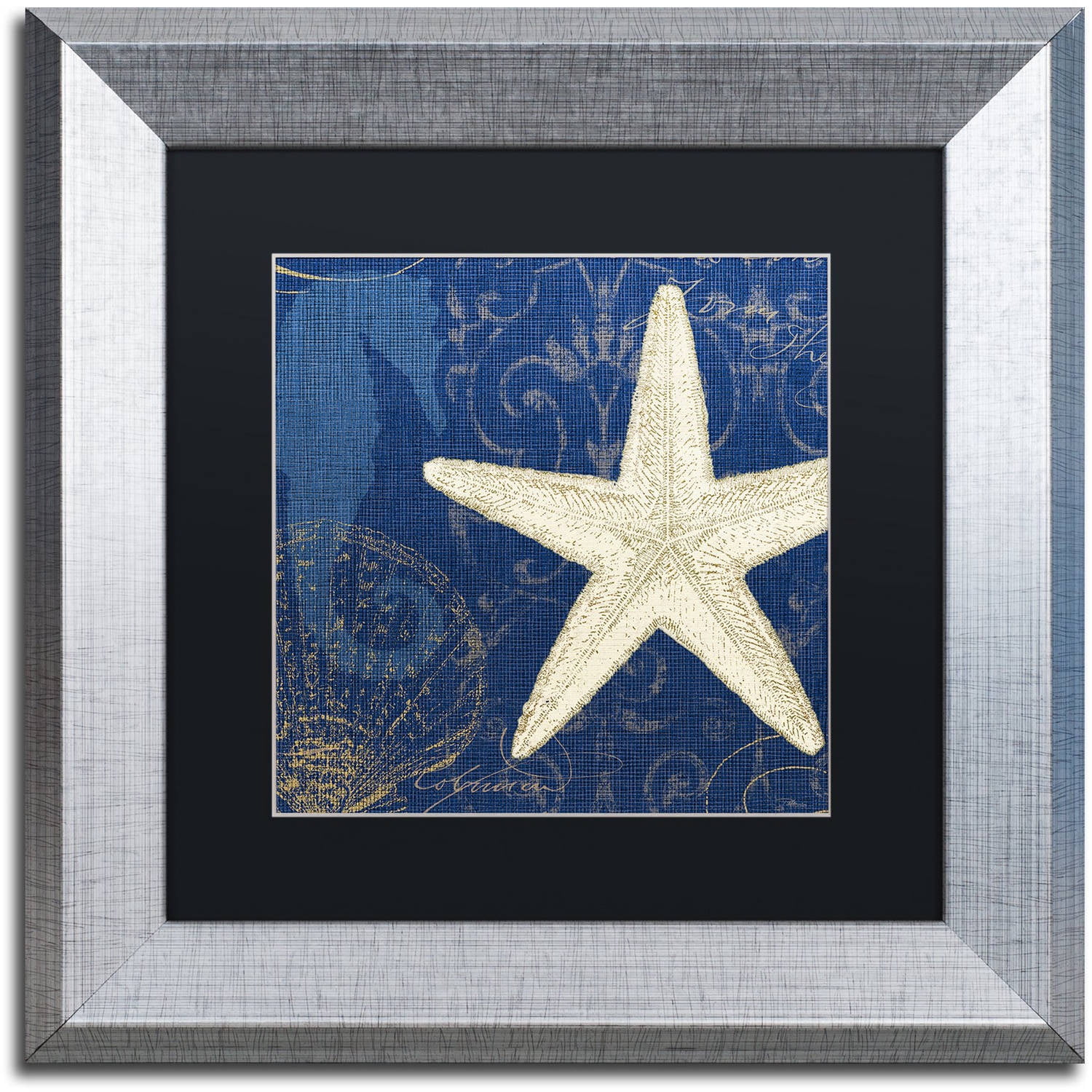 Trademark Fine Art "Coastal Moonlight I Teal" Canvas Art by Pela Studio Black Matte, Silver Frame