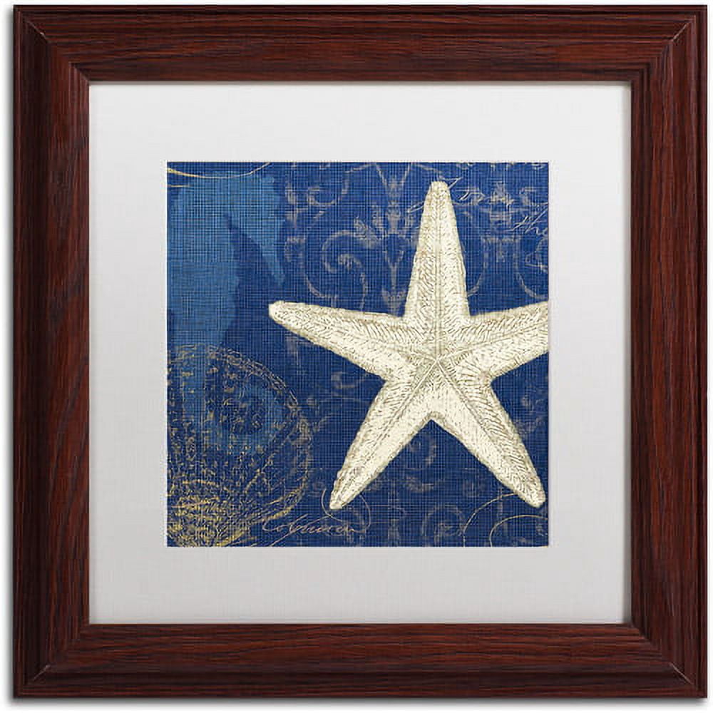 Trademark Fine Art "Coastal Moonlight I Teal" Canvas Art by Pela Studio, White Mat, Wood Frame