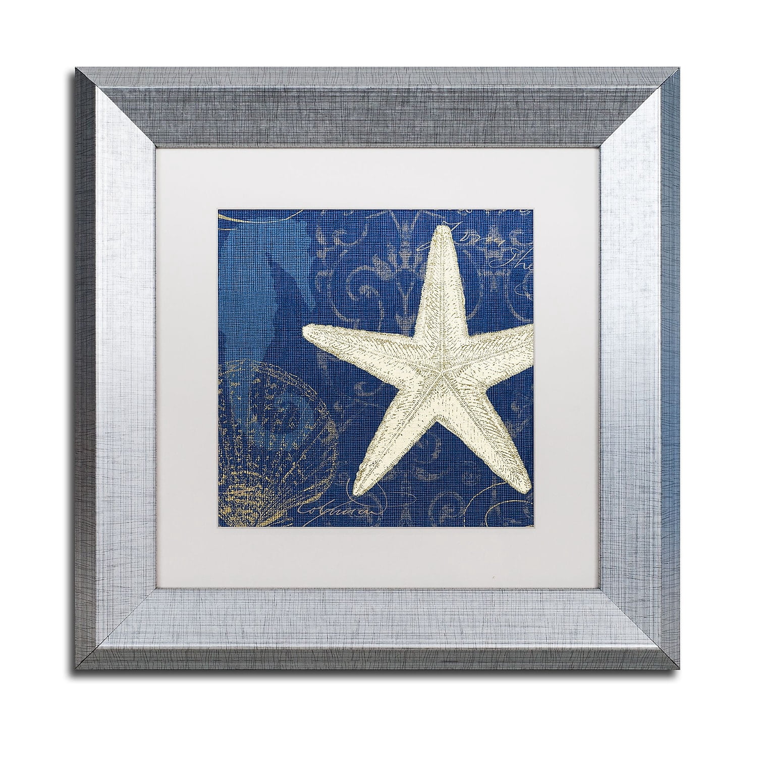 Trademark Fine Art "Coastal Moonlight I Teal" Canvas Art by Pela Studio White Matte, Silver Frame