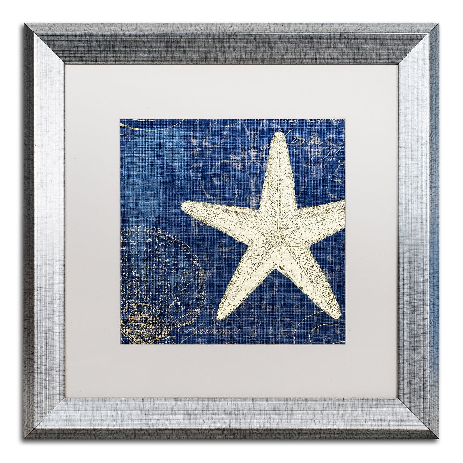 Trademark Fine Art ''Coastal Moonlight I Teal'' by Pela Studio 16" x 16" White Matted Silver Frame