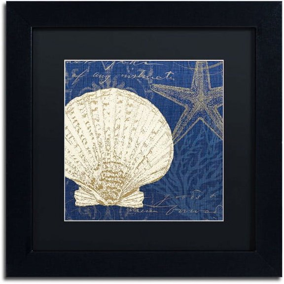 Trademark Fine Art "Coastal Moonlight II Teal" Canvas Art by Pela Studio, Black Mat, Black Frame