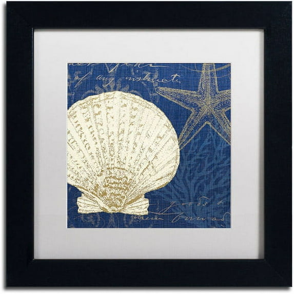 Trademark Fine Art "Coastal Moonlight II Teal" Canvas Art by Pela Studio, White Mat, Black Frame