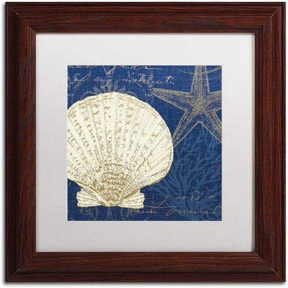 Trademark Fine Art "Coastal Moonlight II Teal" Canvas Art by Pela Studio, White Mat, Wood Frame