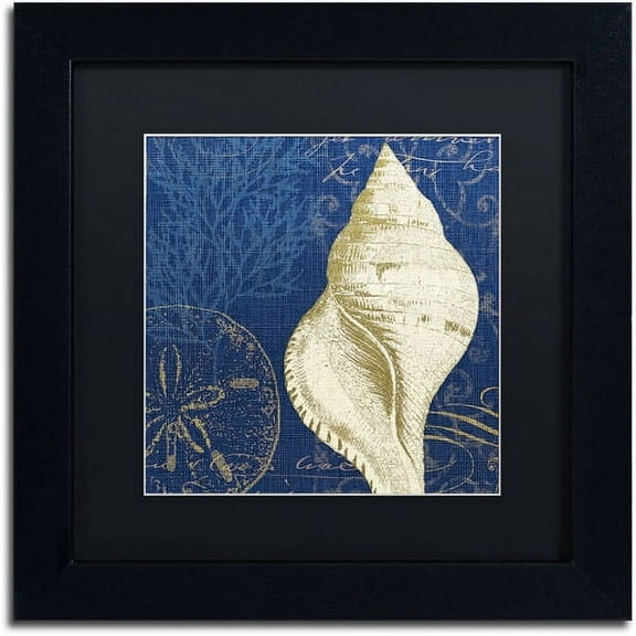 Trademark Fine Art "Coastal Moonlight IV Teal" Canvas Art by Pela Studio, Black Mat, Black Frame