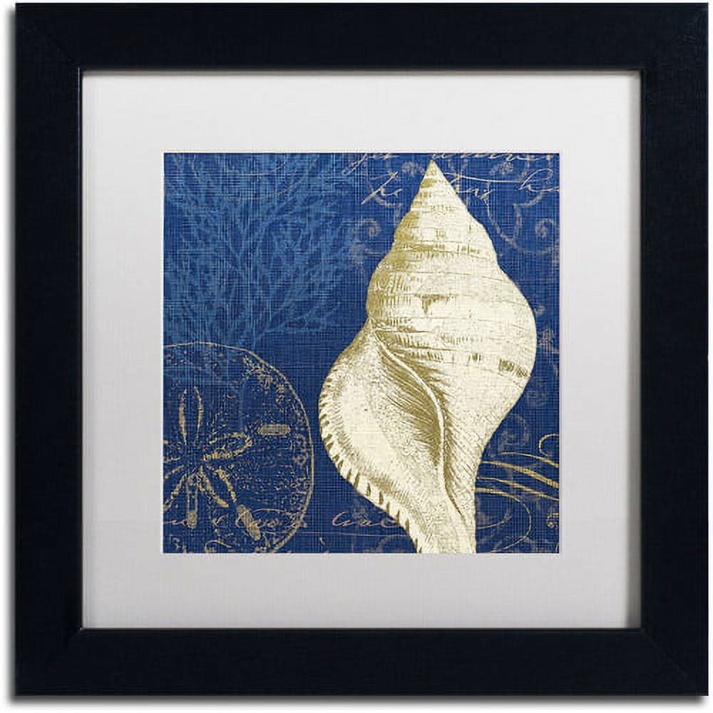 Trademark Fine Art "Coastal Moonlight IV Teal" Canvas Art by Pela Studio, White Mat, Black Frame