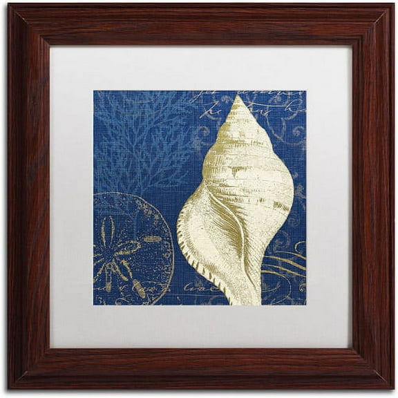 Trademark Fine Art "Coastal Moonlight IV Teal" Canvas Art by Pela Studio, White Mat, Wood Frame