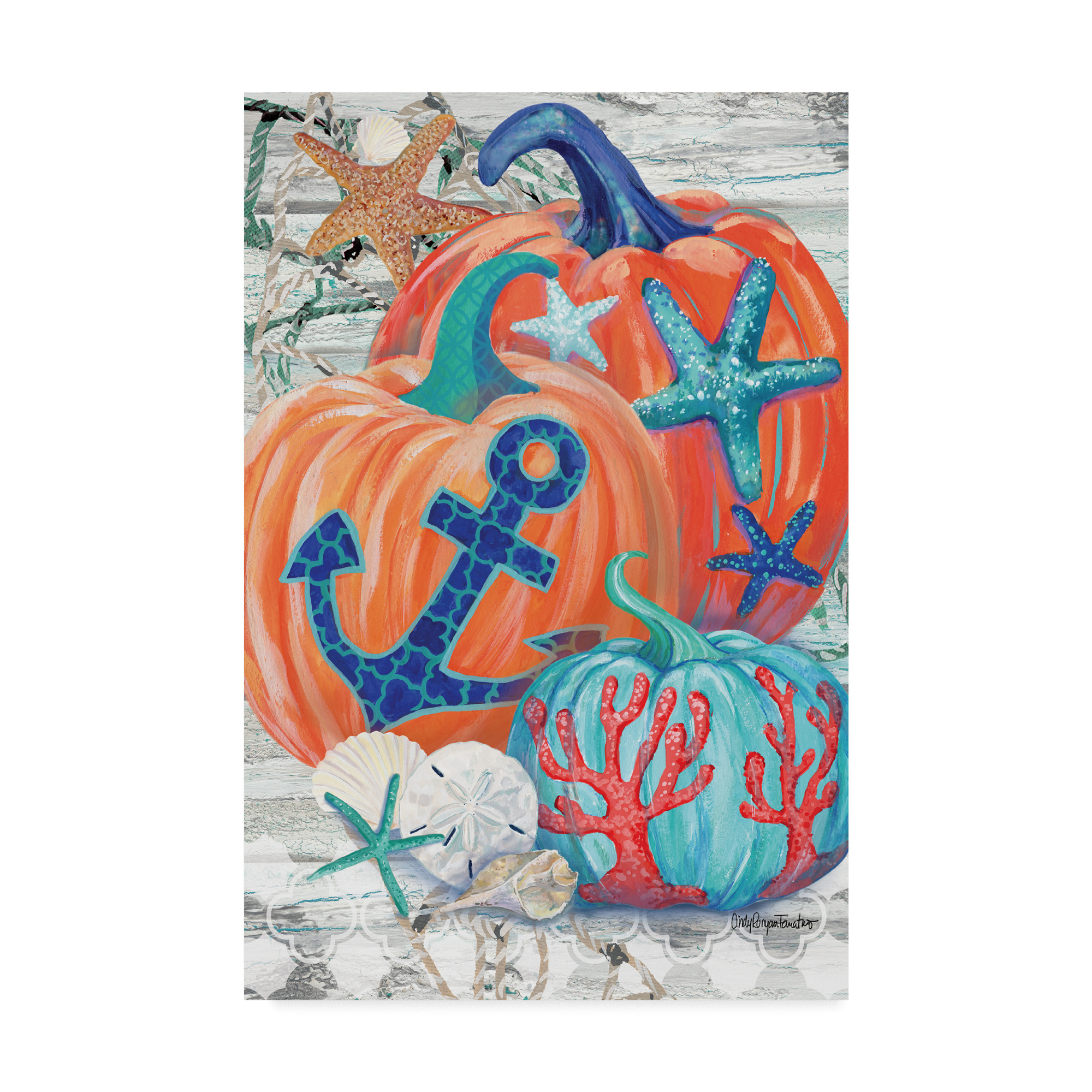 Trademark Fine Art 'Coastal Pumpkins' Canvas Art by Cindy Fornataro ...