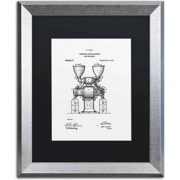 Trademark Fine Art "Coca Cola Bottle Patent 1937 White" Canvas Art by Claire Doherty Black Matte, Silver Frame