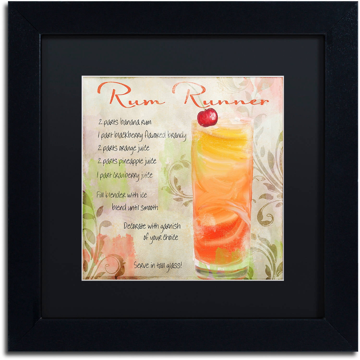 Trademark Fine Art "Cocktail Quartet III" Canvas Art by Color Bakery Black Matte, Black Frame