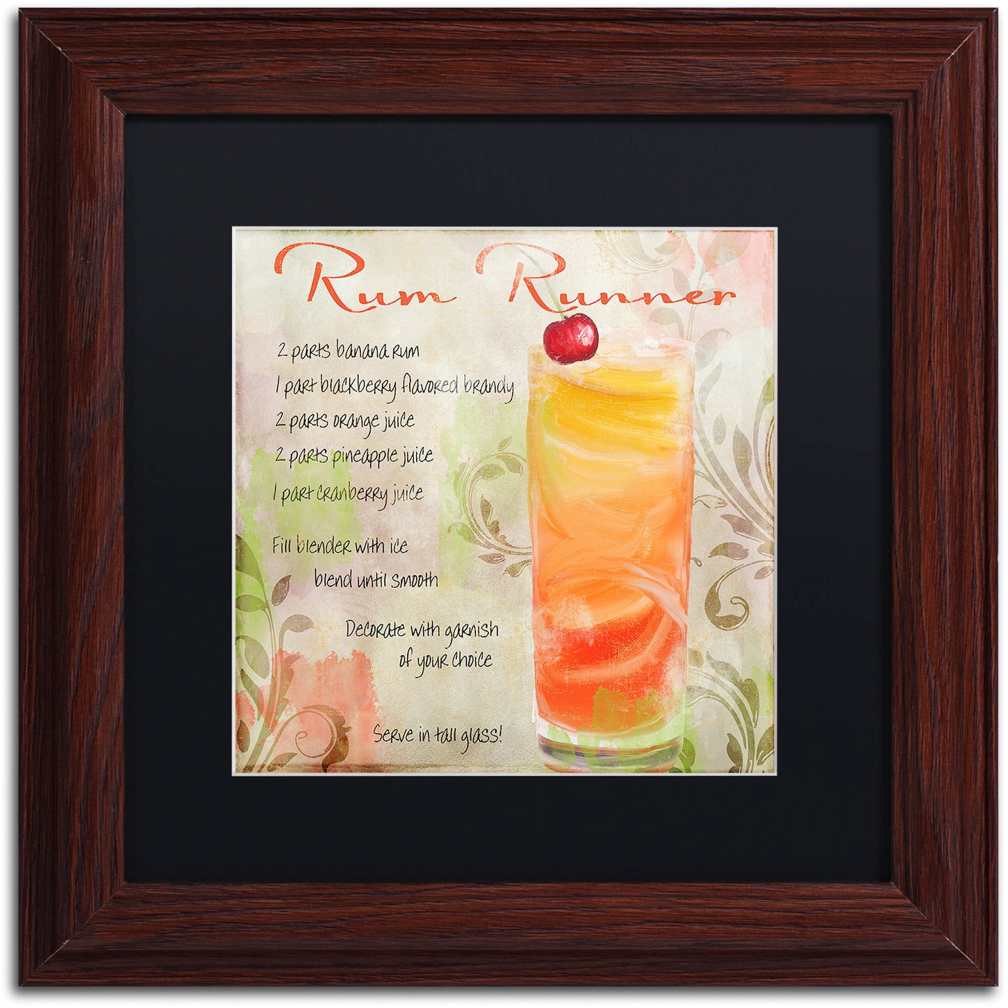 Trademark Fine Art "Cocktail Quartet III" Canvas Art by Color Bakery Black Matte, Wood Frame