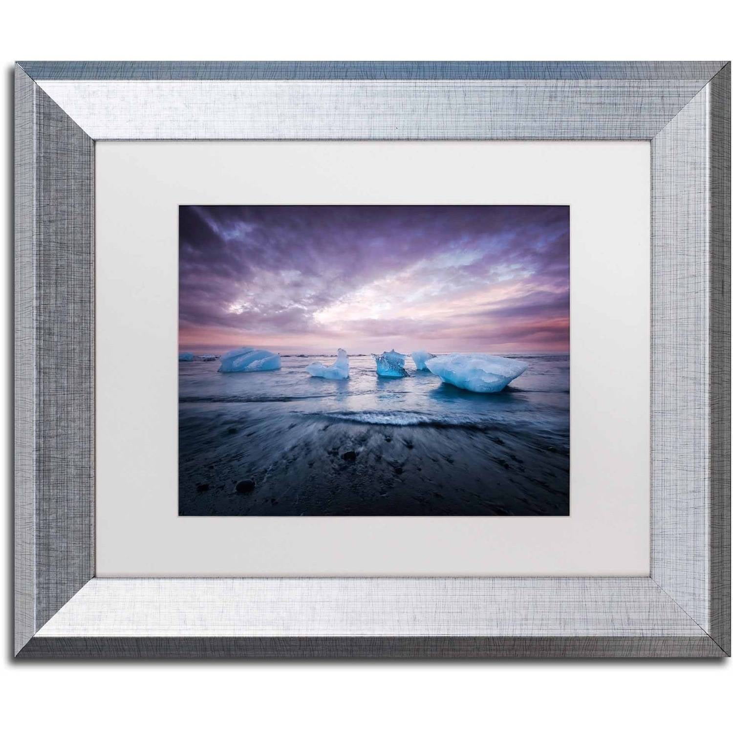 Trademark Fine Art 'Cold Evening in Iceland' Canvas Art by Philippe Sainte-Laudy, White Matte, Silver Frame