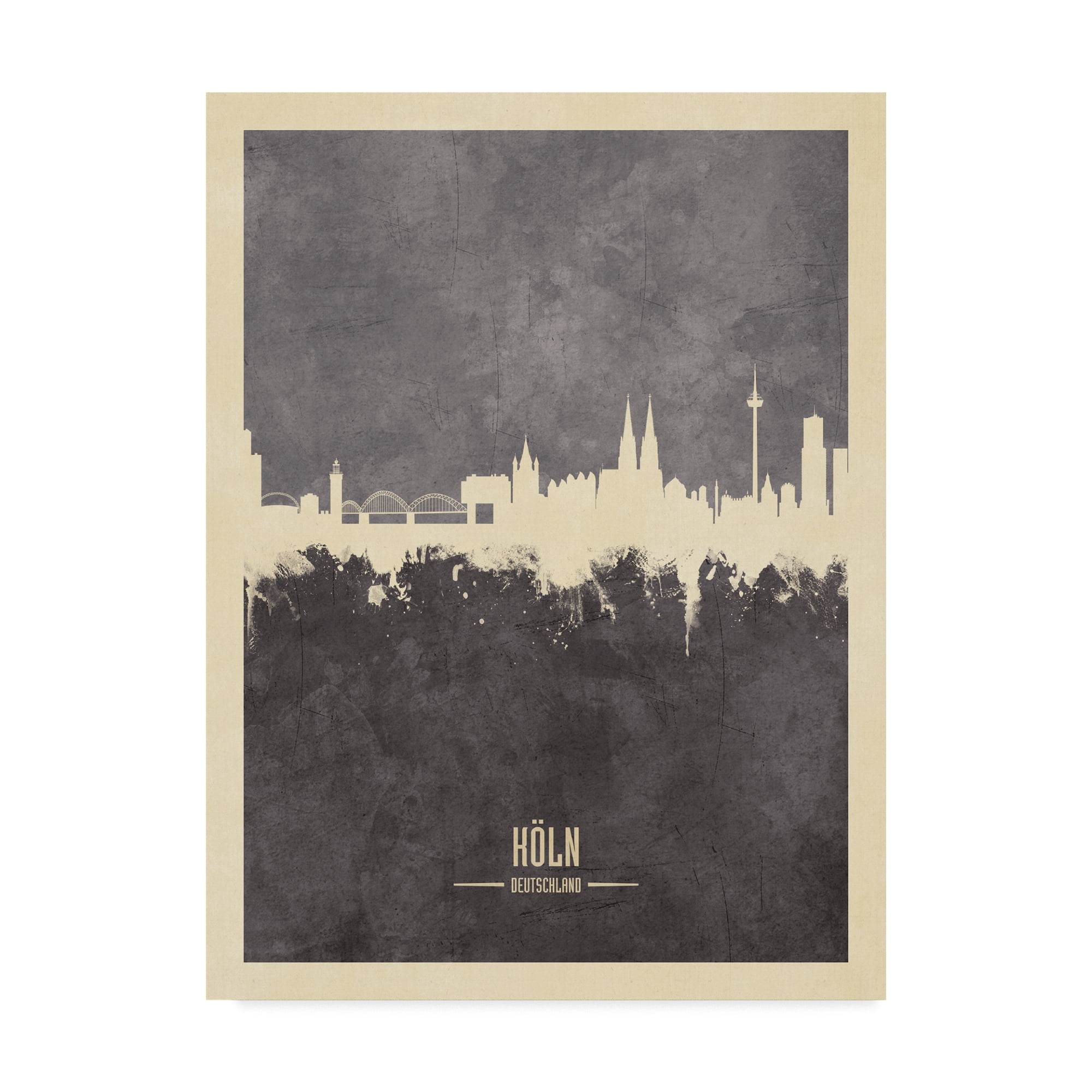 Trademark Fine Art 'Cologne Germany Skyline Gray' Canvas Art by Michael Tompsett