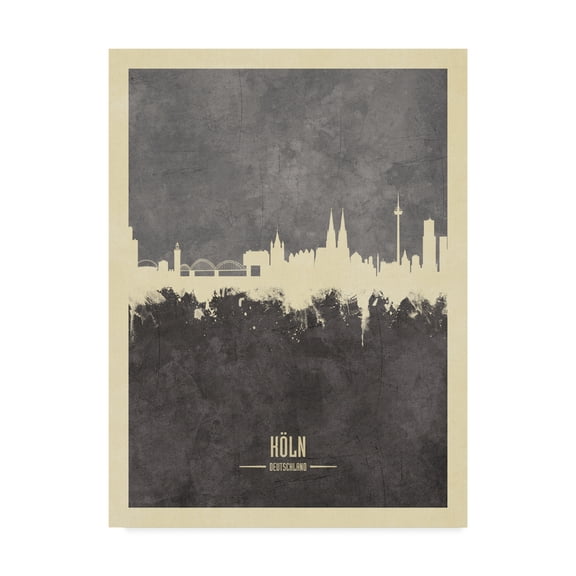 Trademark Fine Art 'Cologne Germany Skyline Gray' Canvas Art by Michael Tompsett