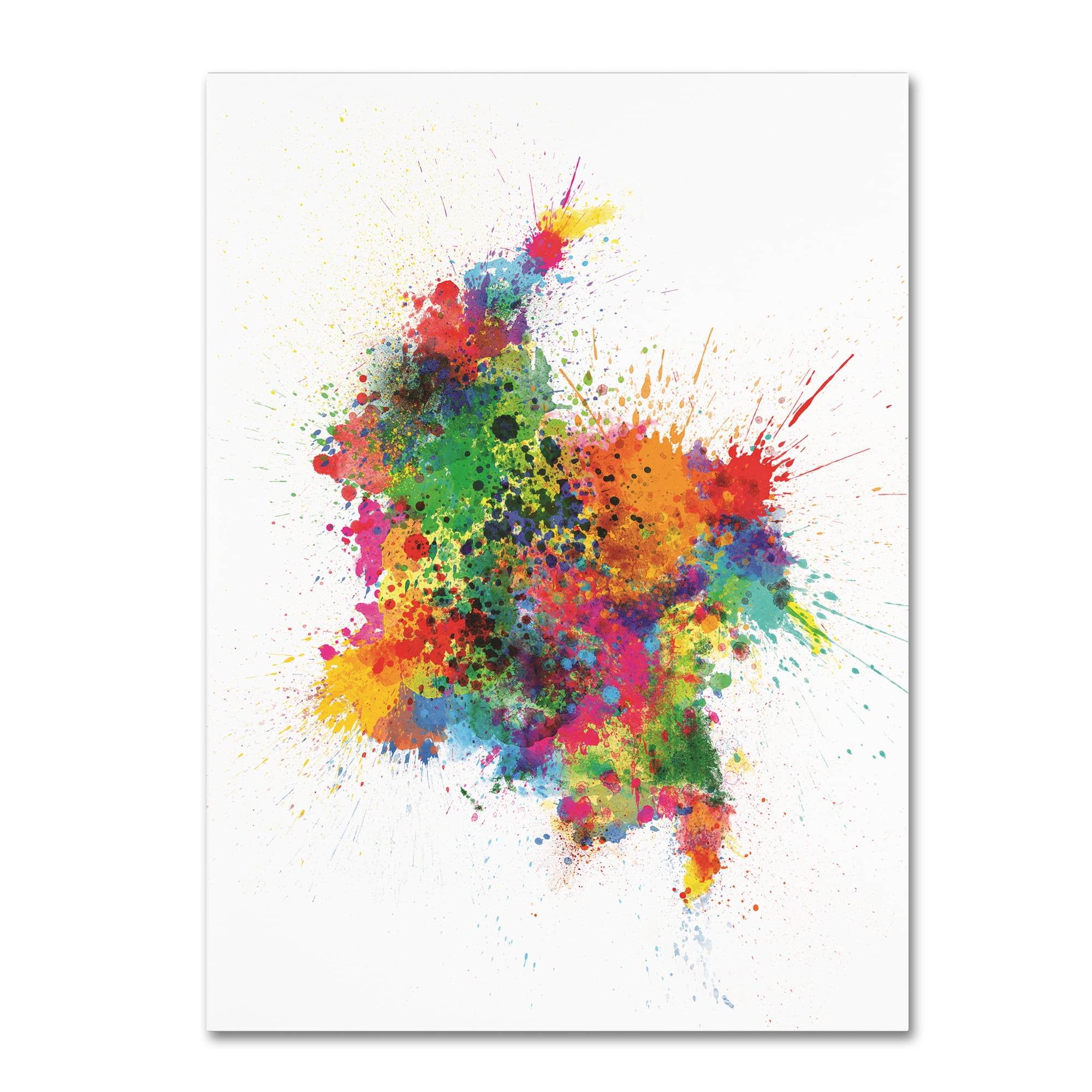 Trademark Fine Art 'Colombia Paint Splashes Map' Canvas Art by Michael Tompsett