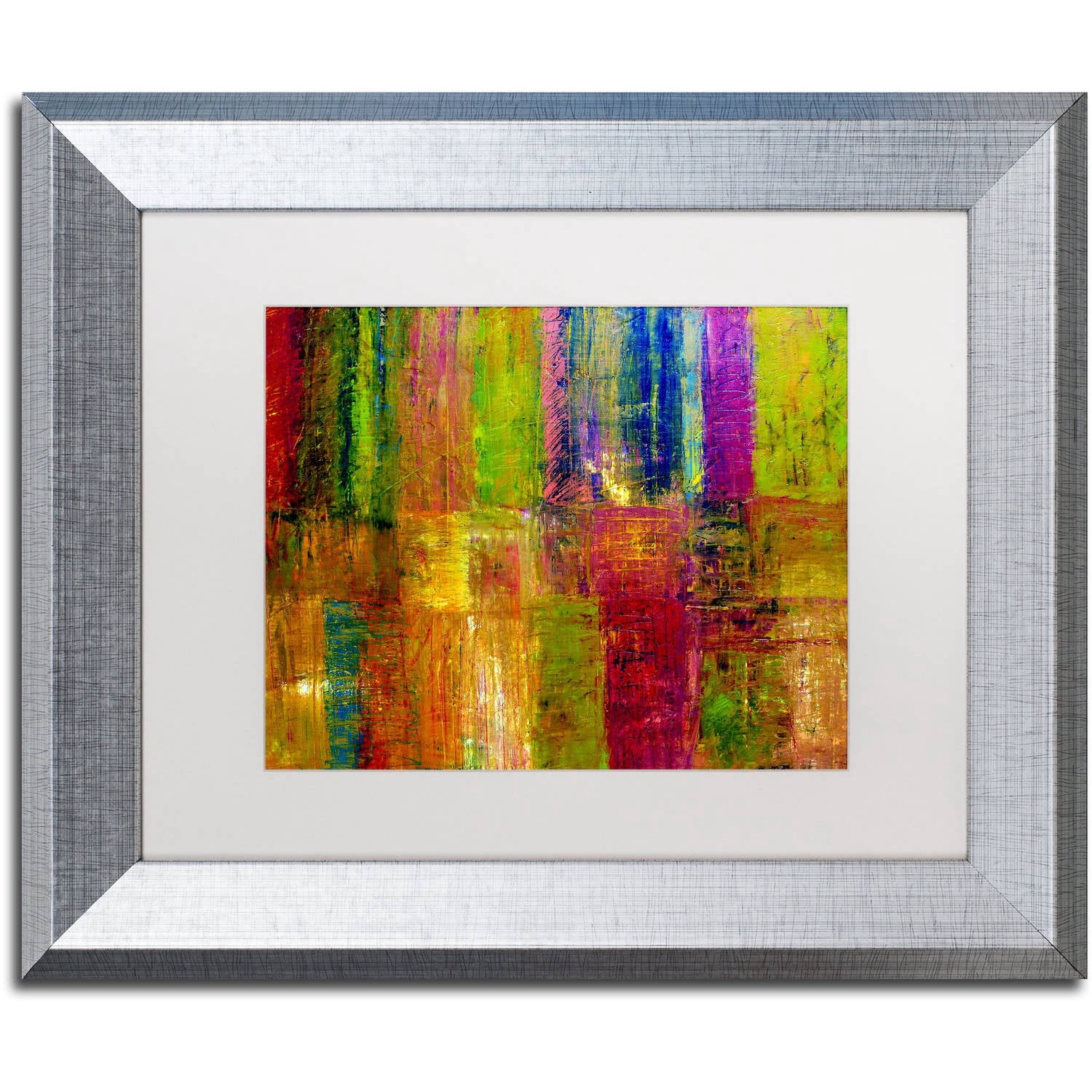Trademark Fine Art "Color Abstract" Canvas Art by Michelle Calkins White Matte, Silver Frame
