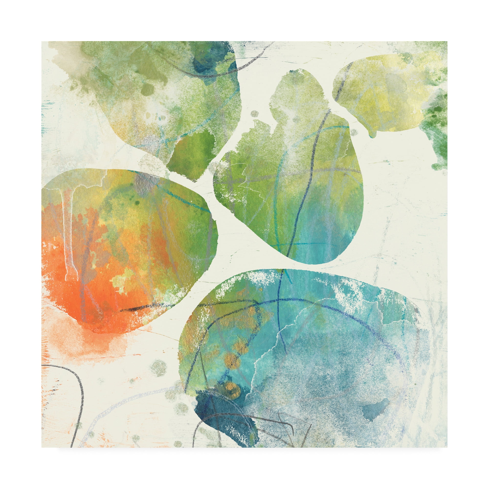 Colorful Abstract Canvas Art with Green and Blue Accents