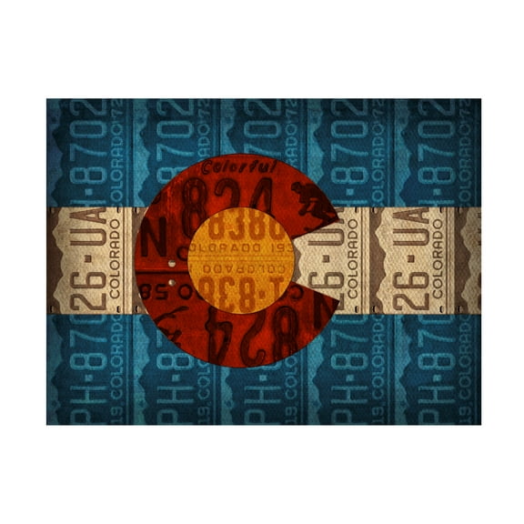 Trademark Fine Art Design Turnpike Colorado State Flag License Plates Canvas Wall Art - 14x19