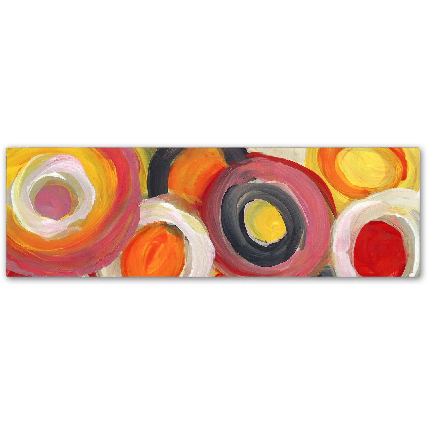 Colorful Abstract Circles Panoramic Framed Canvas Art, 27" x 33"